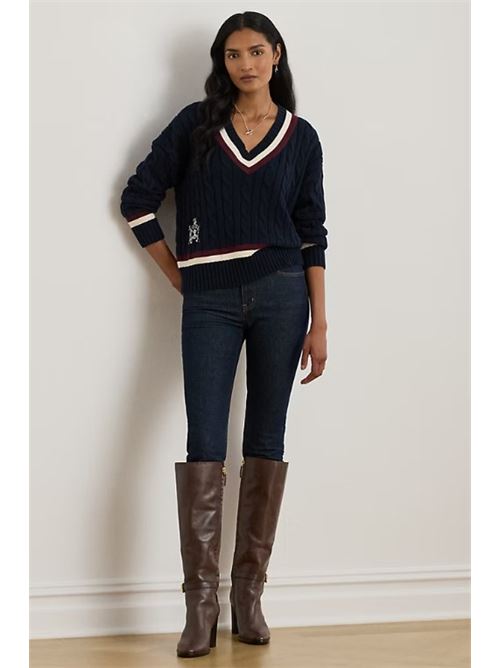 tedurph-long sleeve-pullover LAUREN RALPH LAUREN | TEDURPH-LONG SLEEVE.NAVY/CREAM